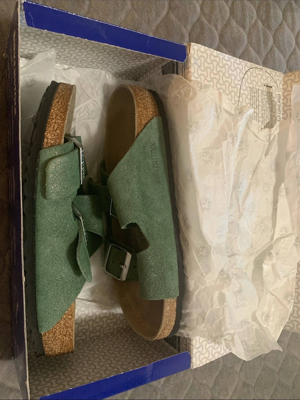 Birkenstock Arizona Suede Sandal in Olive Green - Picture 3 of 4